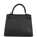 Pre-owned Hermes Kelly Sellier 25 Black Verso Sombrero Gold Hardware - Thumbnail View 4