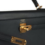 Pre-owned Hermes Kelly Sellier 25 Black Verso Sombrero Gold Hardware - Thumbnail View 7