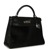 Vintage Hermes Kelly Sellier 32 Black Evercalf and Troika Palladium Hardware - Thumbnail View 2
