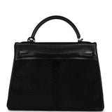 Vintage Hermes Kelly Sellier 32 Black Evercalf and Troika Palladium Hardware - Thumbnail View 4