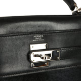Vintage Hermes Kelly Sellier 32 Black Evercalf and Troika Palladium Hardware - Thumbnail View 7