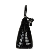 Hermes Kelly Sellier 25 Black Shiny Niloticus Crocodile Palladium Hardware - Thumbnail View 3