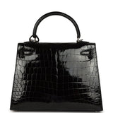 Hermes Kelly Sellier 25 Black Shiny Niloticus Crocodile Palladium Hardware - Thumbnail View 4