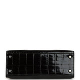 Hermes Kelly Sellier 25 Black Shiny Niloticus Crocodile Palladium Hardware - Thumbnail View 6