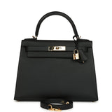 Pre-owned Hermes Kelly Sellier 28 Black Epsom Permabrass Hardware - Thumbnail View 1