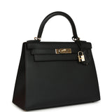 Pre-owned Hermes Kelly Sellier 28 Black Epsom Permabrass Hardware - Thumbnail View 2