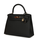 Pre-owned Hermes Kelly Sellier 28 Black Epsom Permabrass Hardware - Thumbnail View 5