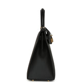 Pre-owned Hermes Kelly Sellier 28 Black Epsom Permabrass Hardware - Thumbnail View 3