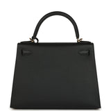 Pre-owned Hermes Kelly Sellier 28 Black Epsom Permabrass Hardware - Thumbnail View 4