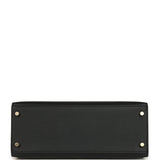 Pre-owned Hermes Kelly Sellier 28 Black Epsom Permabrass Hardware - Thumbnail View 6