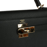 Pre-owned Hermes Kelly Sellier 28 Black Epsom Permabrass Hardware - Thumbnail View 7