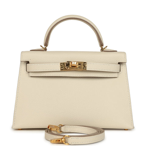 Hermes Special Order (HSS) Kelly Sellier 20 Craie Verso Epsom Gold Hardware