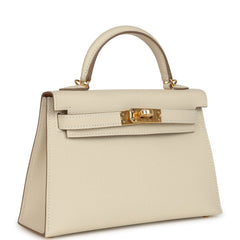 Hermes Special Order (HSS) Kelly Sellier 20 Craie Verso Epsom Gold Hardware