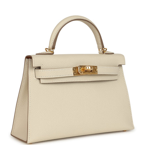 Hermes Special Order (HSS) Kelly Sellier 20 Craie Verso Epsom Gold Hardware