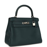 Hermes Kelly Retourne 28 Vert Cypress Clemence Palladium Hardware - Thumbnail View 2