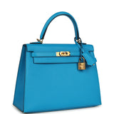 Pre-owned Hermes Kelly Sellier 25 Bleu Frida Epsom Gold Hardware - Thumbnail View 2