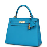 Pre-owned Hermes Kelly Sellier 25 Bleu Frida Epsom Gold Hardware - Thumbnail View 5