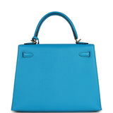 Pre-owned Hermes Kelly Sellier 25 Bleu Frida Epsom Gold Hardware - Thumbnail View 4