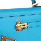 Pre-owned Hermes Kelly Sellier 25 Bleu Frida Epsom Gold Hardware - Thumbnail View 7