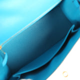 Pre-owned Hermes Kelly Sellier 25 Bleu Frida Epsom Gold Hardware - Thumbnail View 9