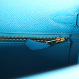 Pre-owned Hermes Kelly Sellier 25 Bleu Frida Epsom Gold Hardware - Thumbnail View 8