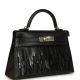 Hermes Kelly Sellier 20 "Pampilles" Black Tadelakt and Sombrero Palladium Hardware - Thumbnail View 2