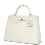 Pre-owned Hermes Kelly Sellier 35 White Epsom Palladium Hardware - Thumbnail View 5