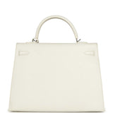 Pre-owned Hermes Kelly Sellier 35 White Epsom Palladium Hardware - Thumbnail View 4