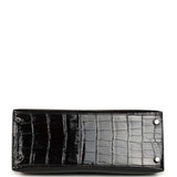 Pre-owned Hermes Kelly Sellier 28 Black Shiny Niloticus Crocodile Palladium Hardware - Thumbnail View 6