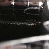 Pre-owned Hermes Kelly Sellier 28 Black Shiny Niloticus Crocodile Palladium Hardware - Thumbnail View 9