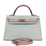 Pre-owned Hermes Special Order (HSS) Kelly Sellier 20 Bleu Brume, Rose Sakura Chevre Permabrass Hardware - Thumbnail View 1