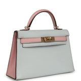 Pre-owned Hermes Special Order (HSS) Kelly Sellier 20 Bleu Brume, Rose Sakura Chevre Permabrass Hardware - Thumbnail View 2