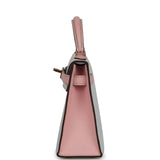 Pre-owned Hermes Special Order (HSS) Kelly Sellier 20 Bleu Brume, Rose Sakura Chevre Permabrass Hardware - Thumbnail View 3
