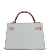 Pre-owned Hermes Special Order (HSS) Kelly Sellier 20 Bleu Brume, Rose Sakura Chevre Permabrass Hardware - Thumbnail View 4