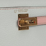 Pre-owned Hermes Special Order (HSS) Kelly Sellier 20 Bleu Brume, Rose Sakura Chevre Permabrass Hardware - Thumbnail View 7