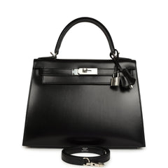Hermes Kelly Sellier 28 Black Box Palladium Hardware