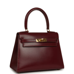 Vintage Hermes Kelly Sellier 20 Rouge H Box Gold Hardware