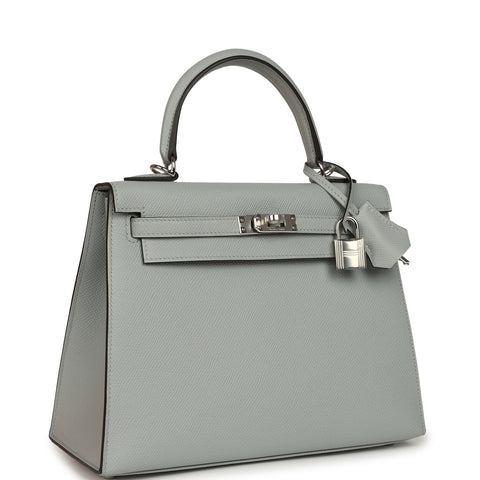 Hermes Kelly Sellier 25 Bleu Glacier Epsom Palladium Hardware