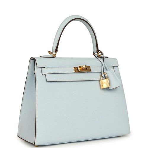 Hermes Kelly Sellier 25 Bleu Brume Epsom Gold Hardware