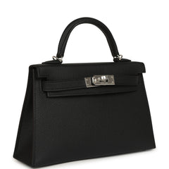 Hermes Kelly Sellier 20 Black Epsom Palladium Hardware