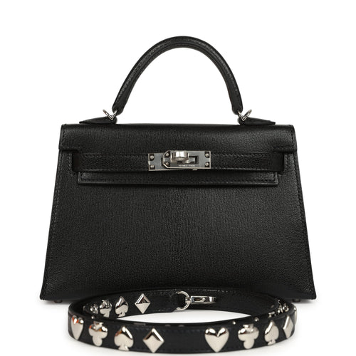 Hermes "Clou De Coeur" Kelly Sellier 20 Black Chevre Chamkila Palladium Hardware