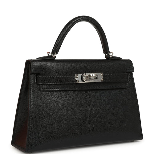 Hermes "Clou De Coeur" Kelly Sellier 20 Black Chevre Chamkila Palladium Hardware