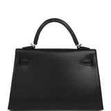 Hermes "Clou De Coeur" Kelly Sellier 20 Black Chevre Chamkila Palladium Hardware - Thumbnail View 4