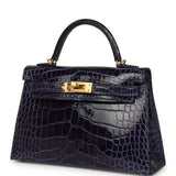 Hermes Kelly Sellier 20 Bleu Encre Shiny Alligator Gold Hardware - Thumbnail View 5