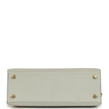 Pre-owned Hermes Special Order (HSS) Kelly Sellier 25 Gris Perle and Vert Titien Chevre Mysore Brushed Gold Hardware - Thumbnail View 6