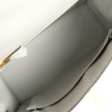 Pre-owned Hermes Special Order (HSS) Kelly Sellier 25 Gris Perle and Vert Titien Chevre Mysore Brushed Gold Hardware - Thumbnail View 8