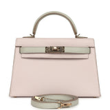 Hermes Special Order (HSS) Kelly Sellier 20 Mauve Pale and Gris Perle Chevre Mysore Permabrass Hardware - Thumbnail View 1