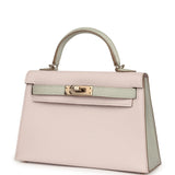 Hermes Special Order (HSS) Kelly Sellier 20 Mauve Pale and Gris Perle Chevre Mysore Permabrass Hardware - Thumbnail View 5