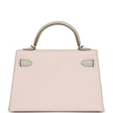 Hermes Special Order (HSS) Kelly Sellier 20 Mauve Pale and Gris Perle Chevre Mysore Permabrass Hardware - Thumbnail View 4