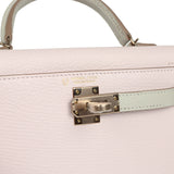 Hermes Special Order (HSS) Kelly Sellier 20 Mauve Pale and Gris Perle Chevre Mysore Permabrass Hardware - Thumbnail View 7
